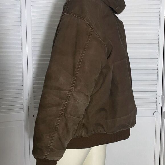 Vintage Thrashed Distressed Craftsman Tan Active Hoodie Workwear Jacket XL - Picture 2 of 13